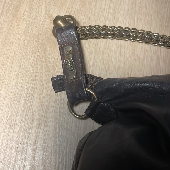 Thomas Wylde Dark Chocolate Leather Bag with Stoned Decorative Skull Head - Picture 8 of 16